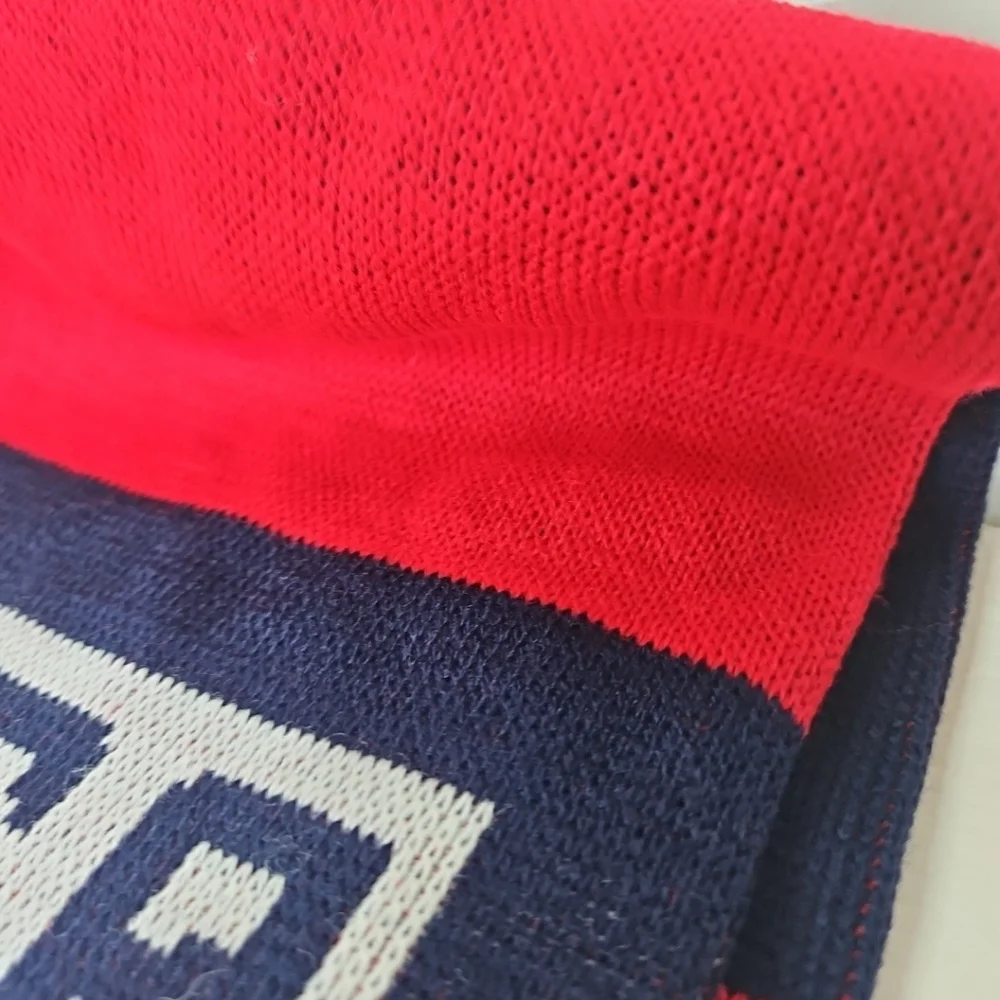 USA Ruffneck Raise Your Game Knitting Scarf reversible FRINGED scarf Red Blue